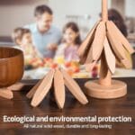 B Wooden Tree Shape Trivet Set - 3 Coasters + 1 Stand for Hot Dishes